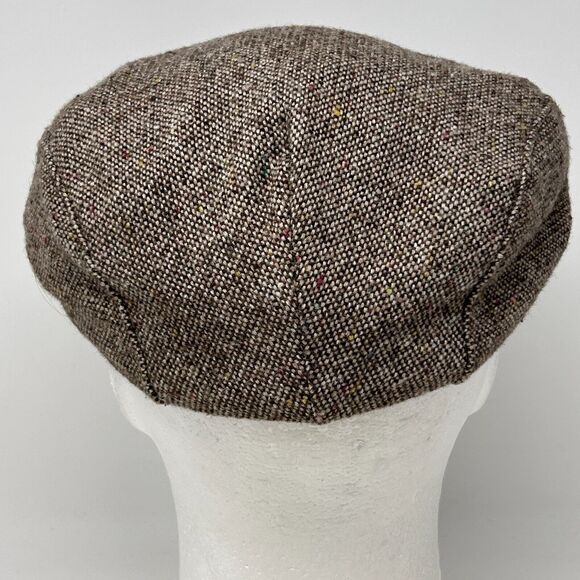 Vintage Tweed Flat Cap Hat Newsboy Cabbie Capas Headwear USA Made Beige M Medium - Picture 3 of 10
